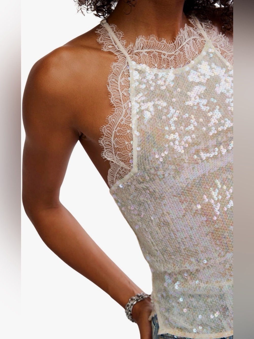 Free People Take Me Away Sequin and Lace Tank - Picture 5 of 11